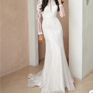Azazie custom fit dress- Elegant White Lace Gown